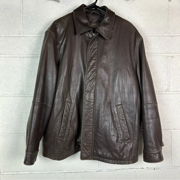 Jos. A Bank Signature collection Men’s brown leather Jacket size Large - Picture 1 of 8